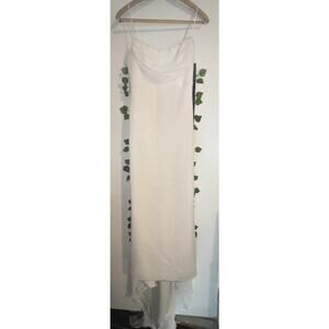 Galina Bridal Gown Beaded Drape Bodice Ivory Spaghetti Strap Wedding Dress 4